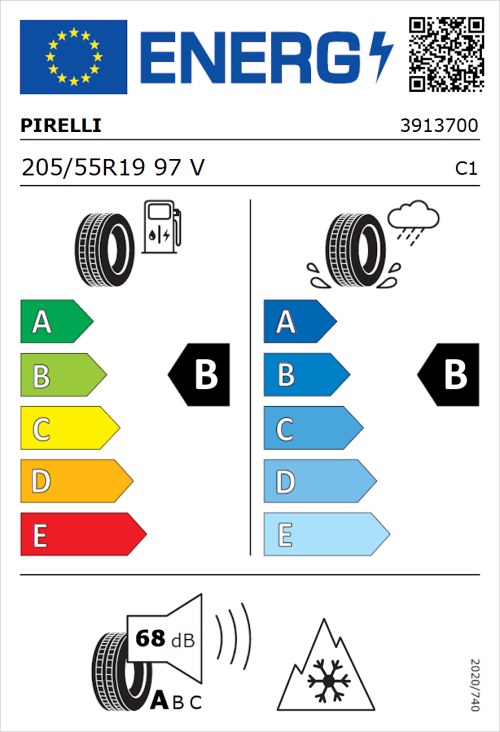 Tyre Label for Pirelli Cinturato All Season SF2 205/55R19 97V